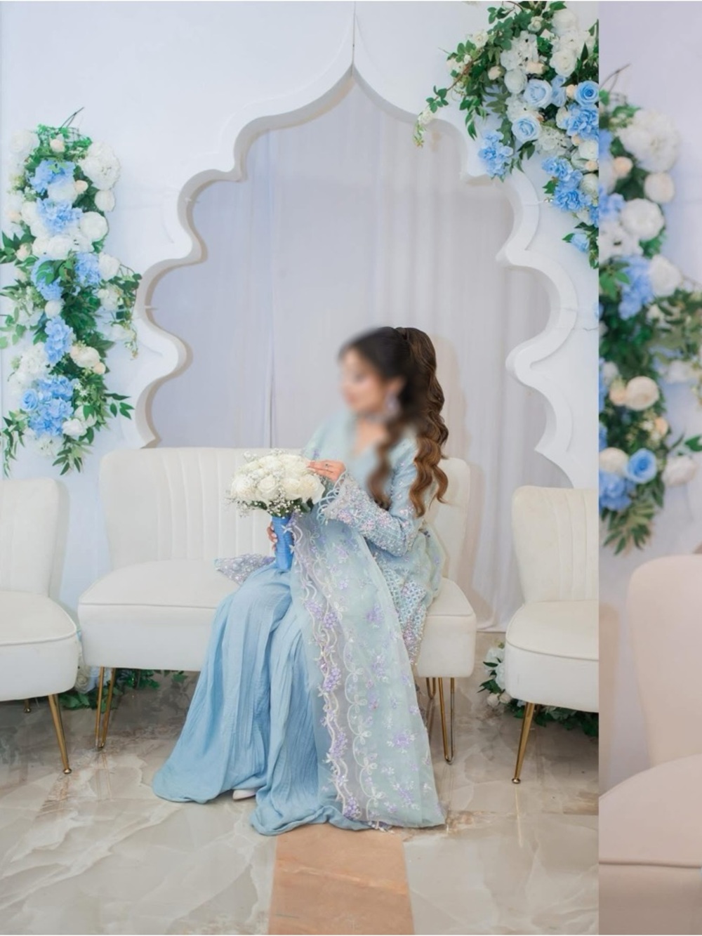 Elegant Pale Blue Pakistani Formal Dress Dastoor PK